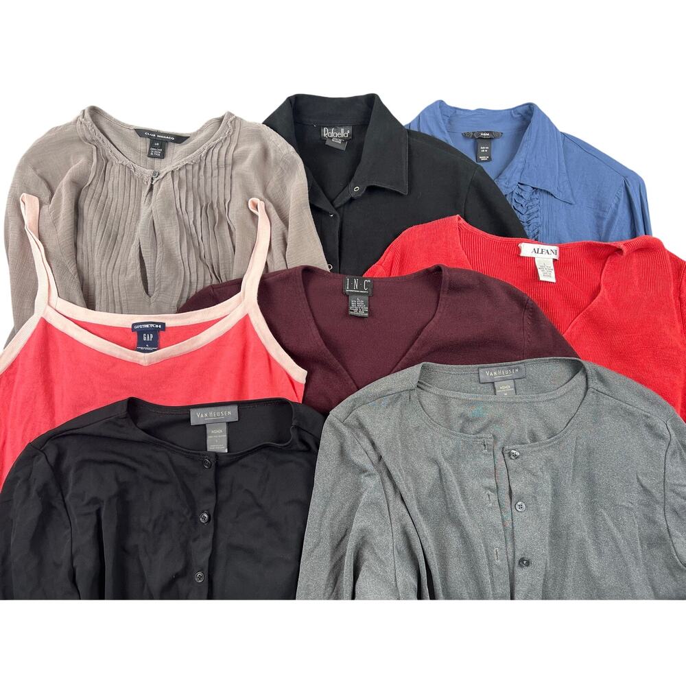Women’s Size Large Tops Bundle Lot 9 Pieces Work Casual Van Heusen INC Gap